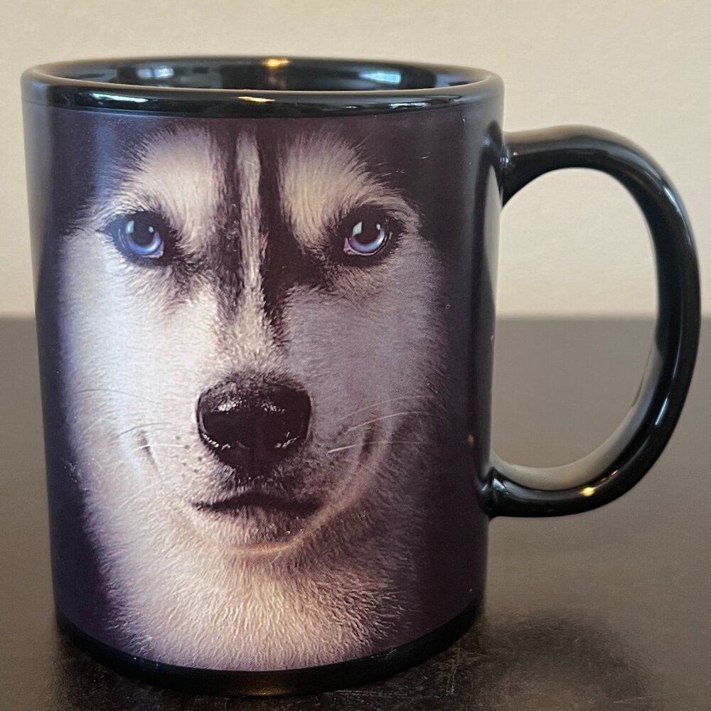 The Funky Mountain Siberian Husky Coffee Mug Black Ceramic Vintage Dog Breed Cup